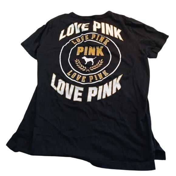 Victoria's Secret PINK Campus Top - Black, White & Gold - L - Picture 2 of 3